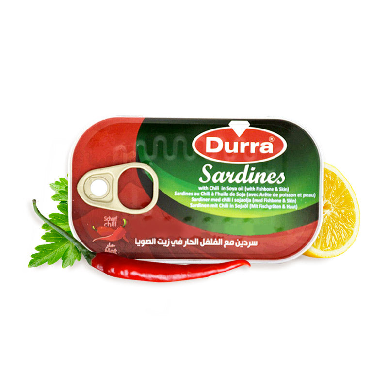 Al Dura Sardine in Veg Oil Hot 50X125 Gr سردين الدرة حار